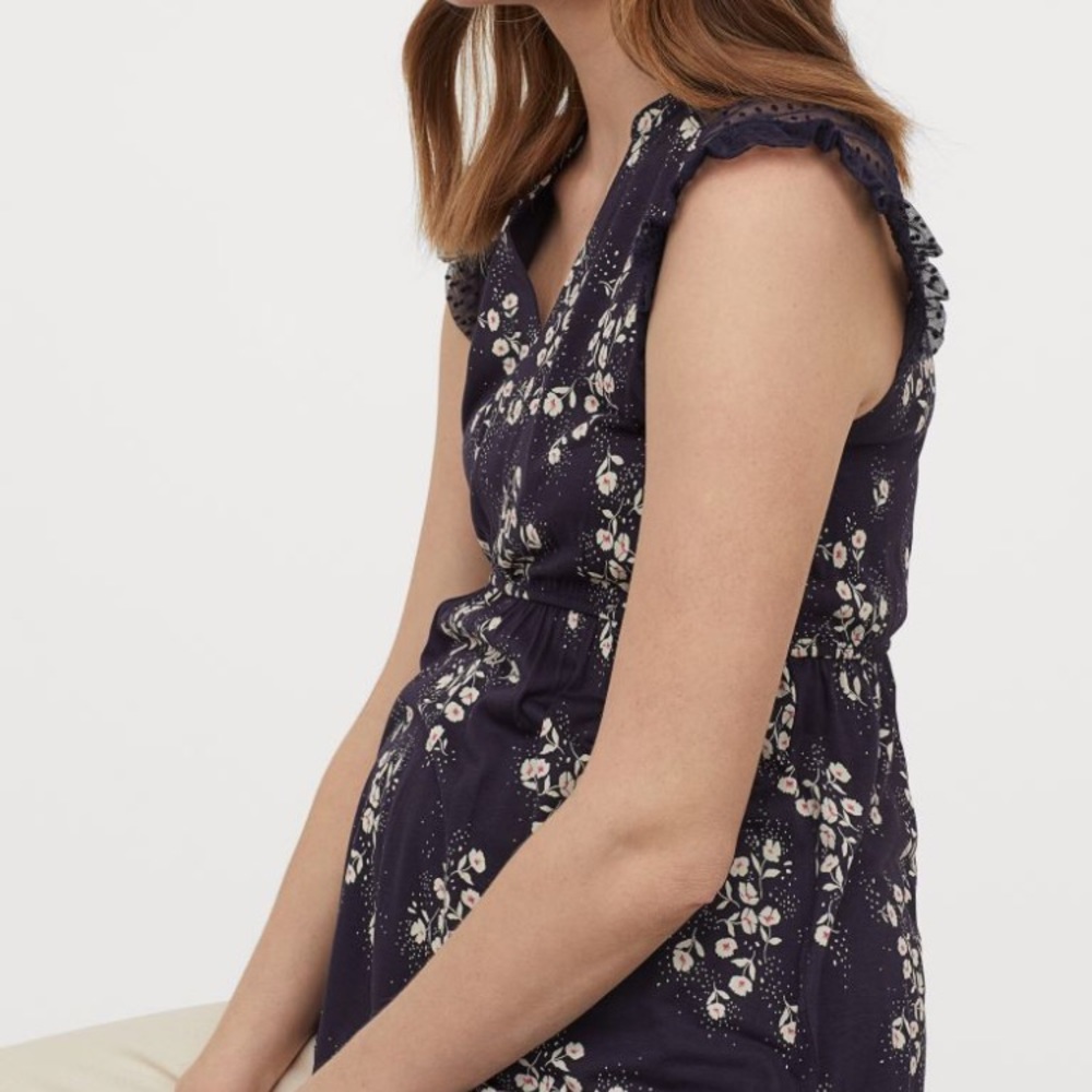BNWT Maternity Blue & White Flower Trendy Blouse!